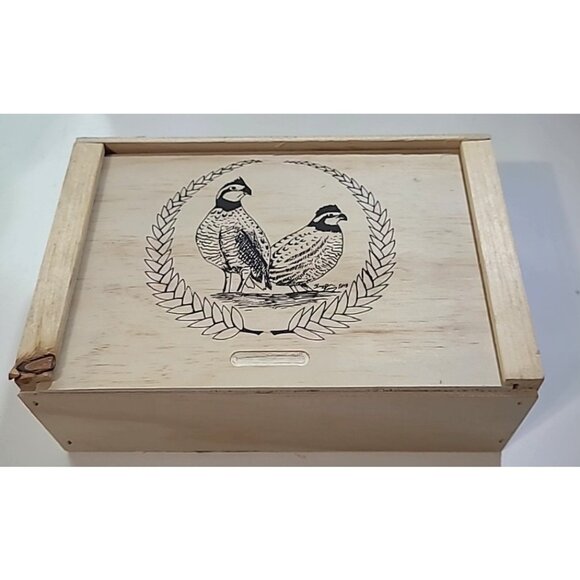 Wood Storage Jewelry Box Quail Sliding Lid 10.25 X 6.75 X 3.5 - Picture 1 of 14